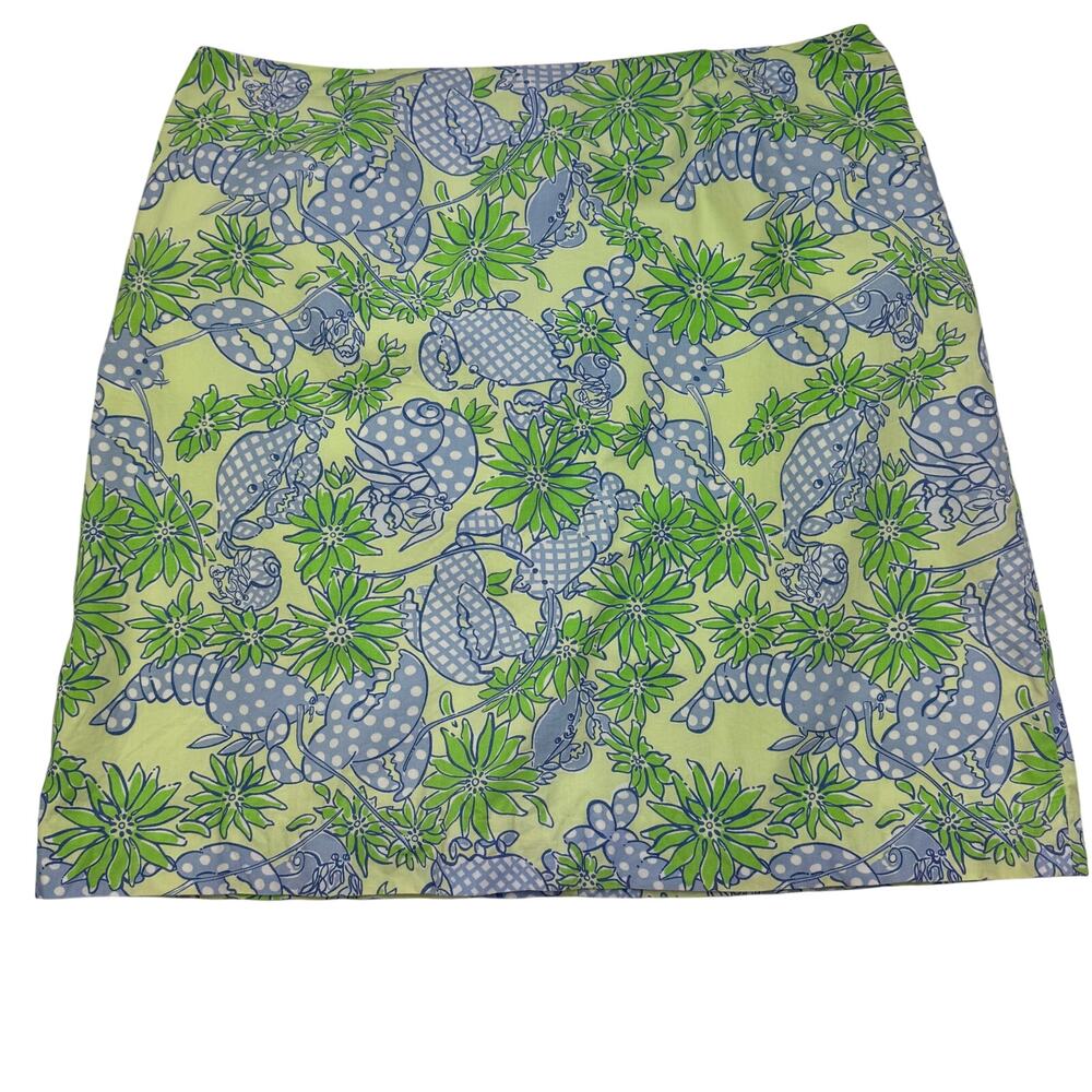 Lilly Pulitzer Vintage White Label Crab Lobster Print Cotton Skirt Women's 10